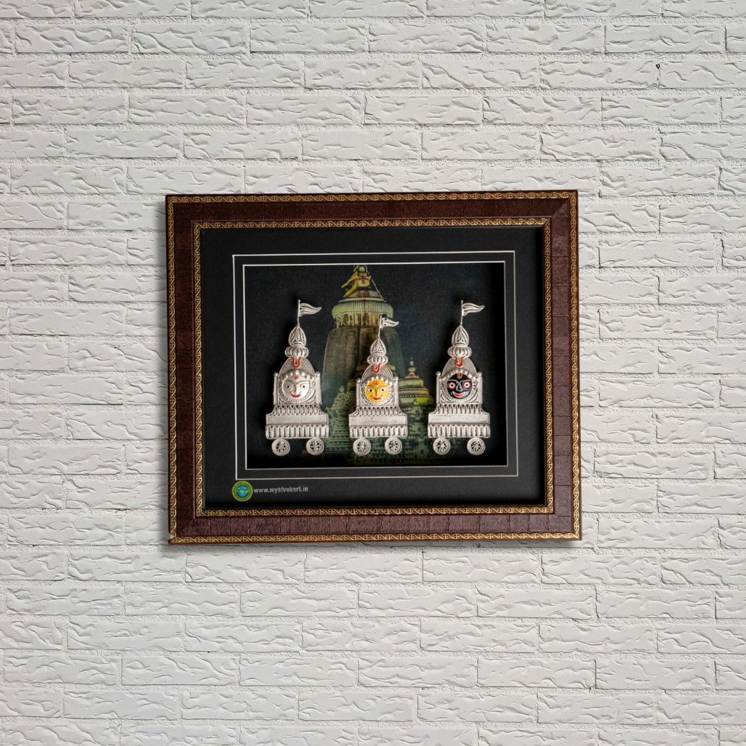 Jagannath Ji Tarakashi Art Piece | Odisha Silver Art Frame | Size: 16 x 14 Inch
