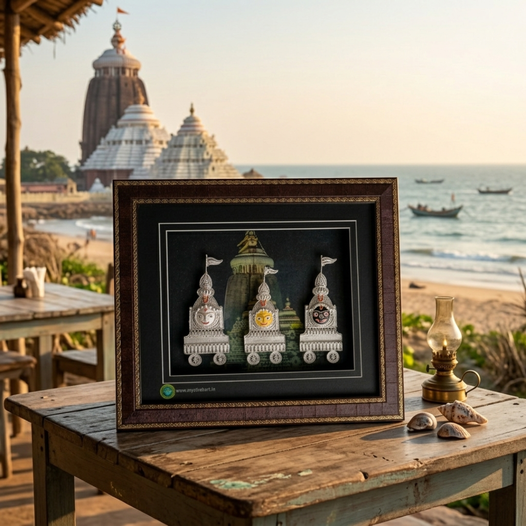 Jagannath Ji Tarakashi Art Piece | Odisha Silver Art Frame | Size: 16 x 14 Inch
