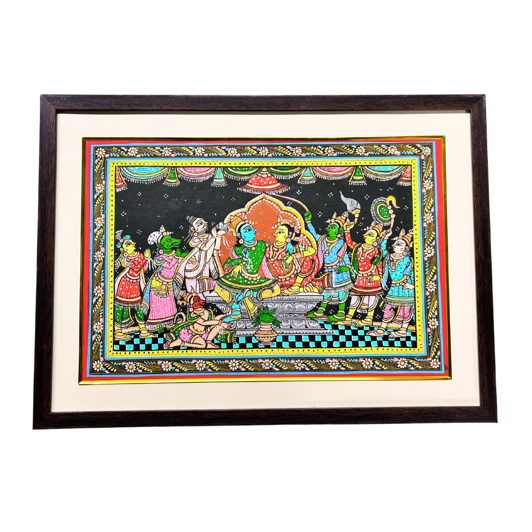 Handmade Pattachitra: Shree Ram Sita Vivah (18x12 Inch)