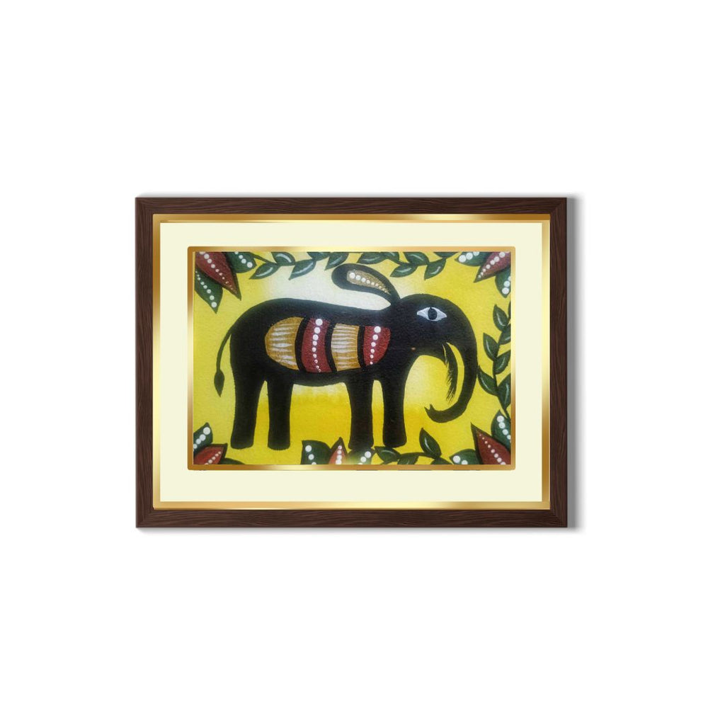 Handmade Sohrai Painting: The Elephant (Size: 8x10 Inches)