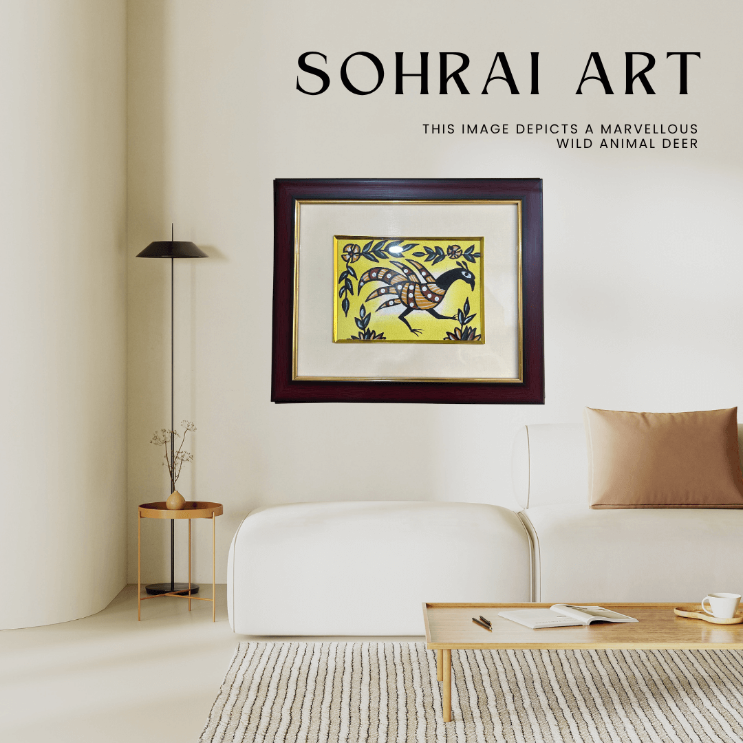 Handmade Sohrai Painting: The Peacock (8x10 Inches)