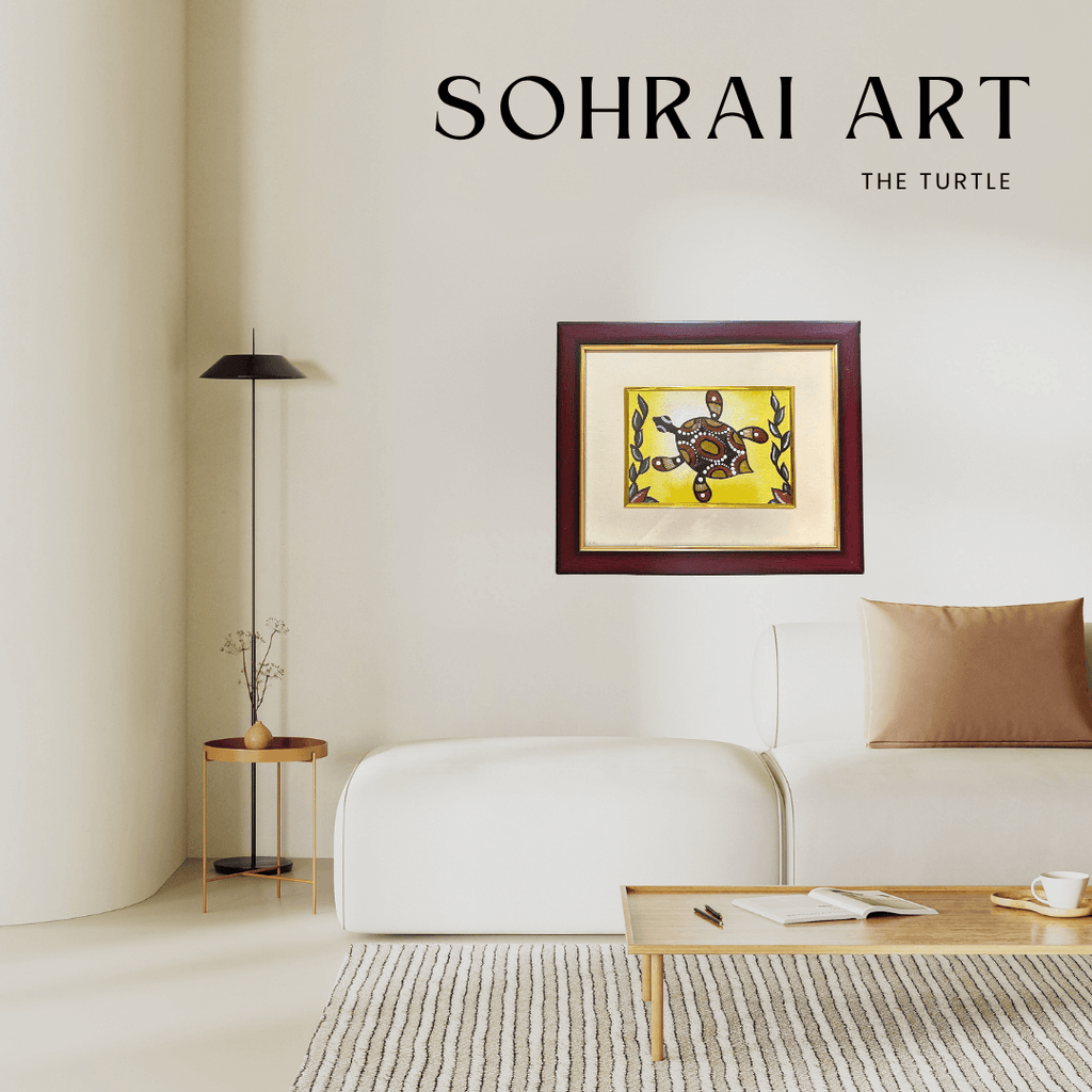 Handmade Sohrai Painting: The Turtle (Size: 12x10 Inches)