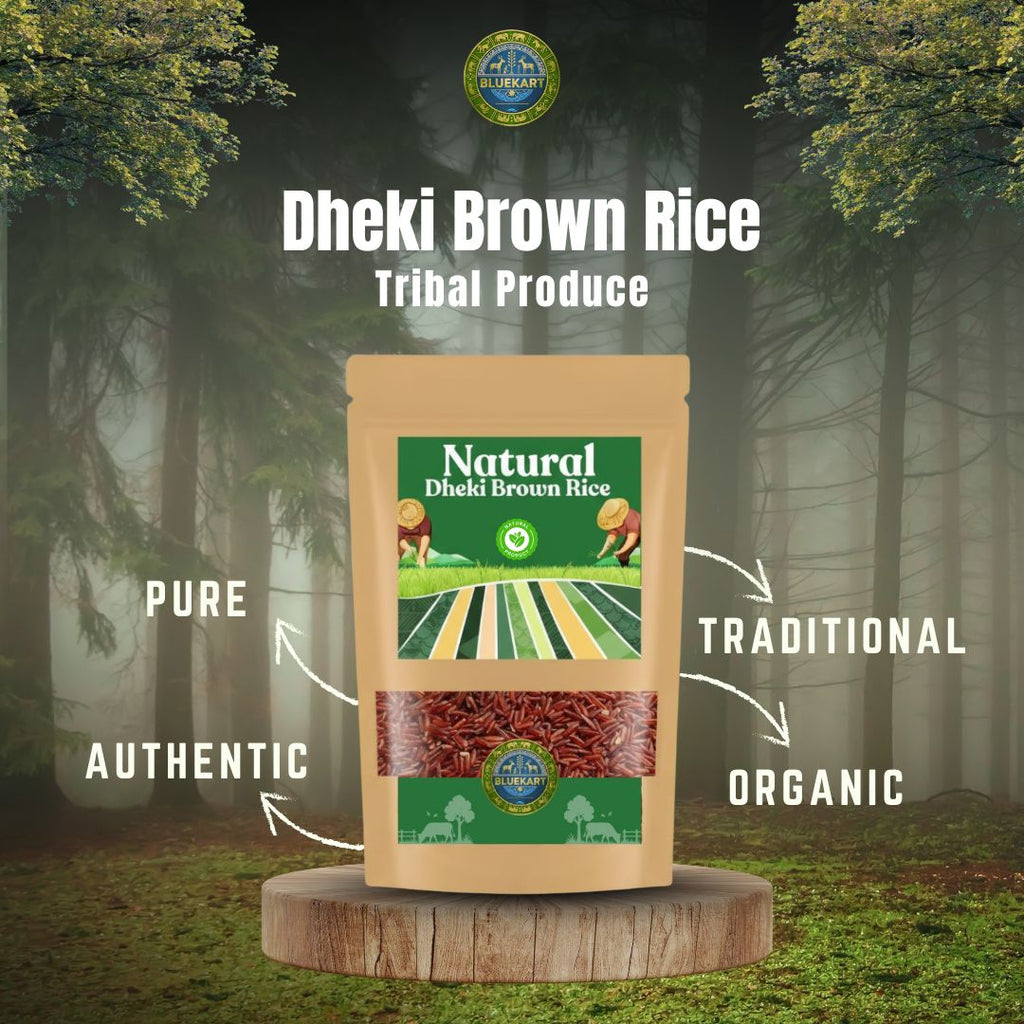 BlueKart Dheki Brown Rice (1 Kg) | Traditional Bali-Bhojana Rice | Naturally Grown in Jharkhand