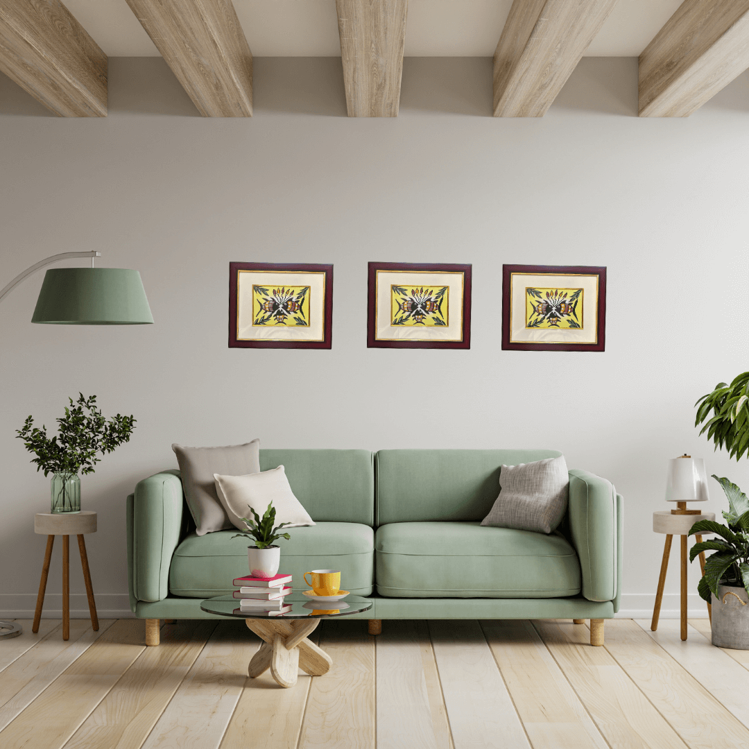 Handmade Sohrai Painting: The Fish Family (8x10 Inches)