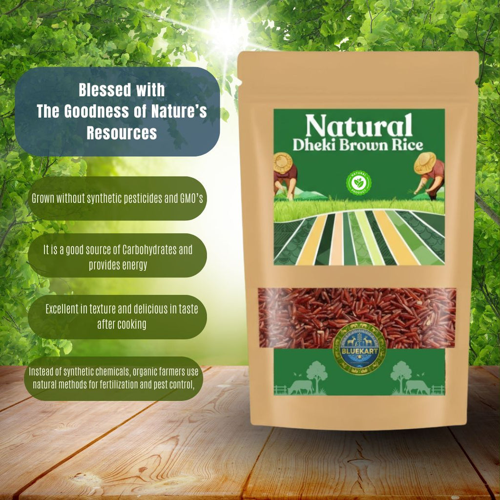 BlueKart Dheki Brown Rice (1 Kg) | Traditional Bali-Bhojana Rice | Naturally Grown in Jharkhand