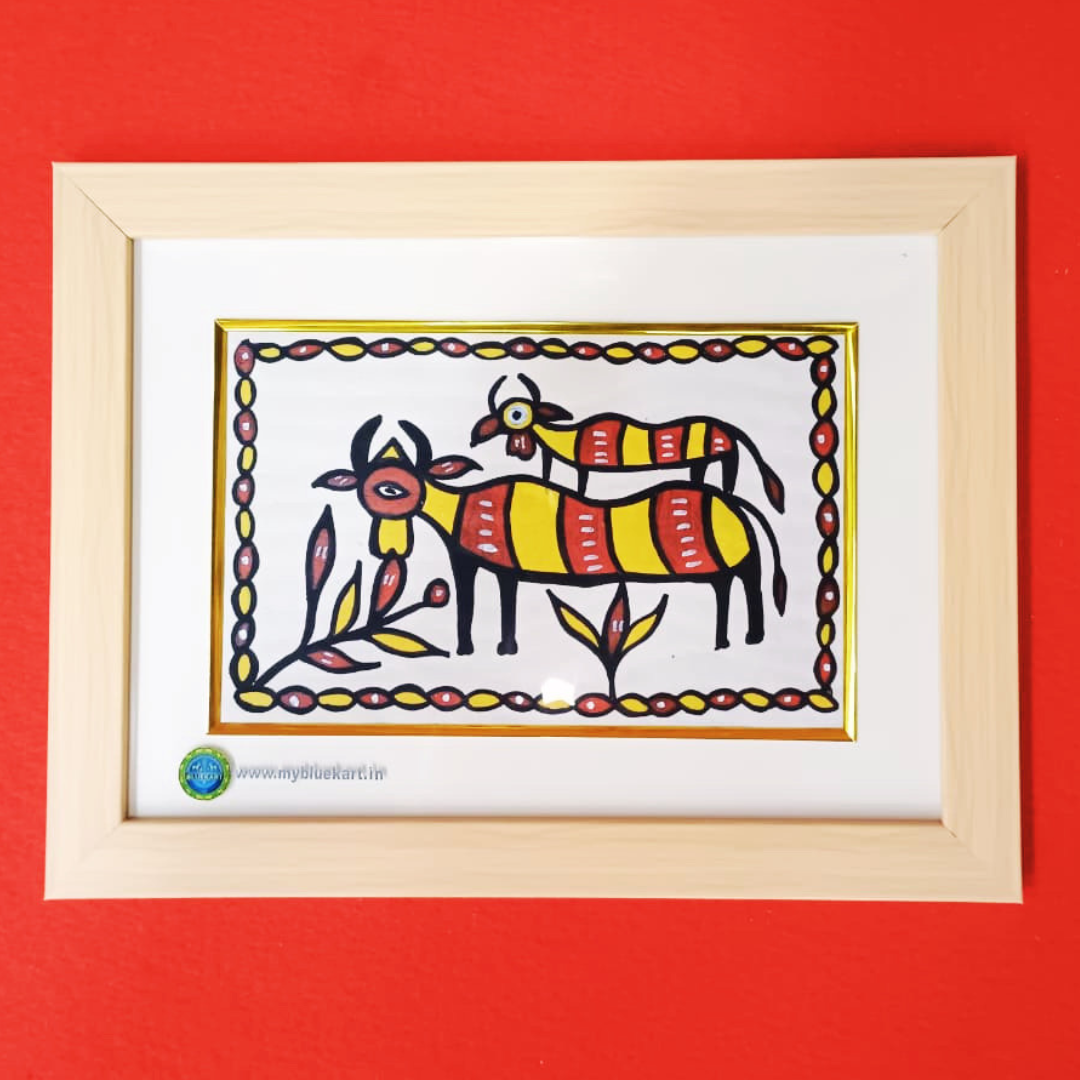 Animals in the Jungle | Authentic Handmade Sohrai Painting (14 × 11 Inches)