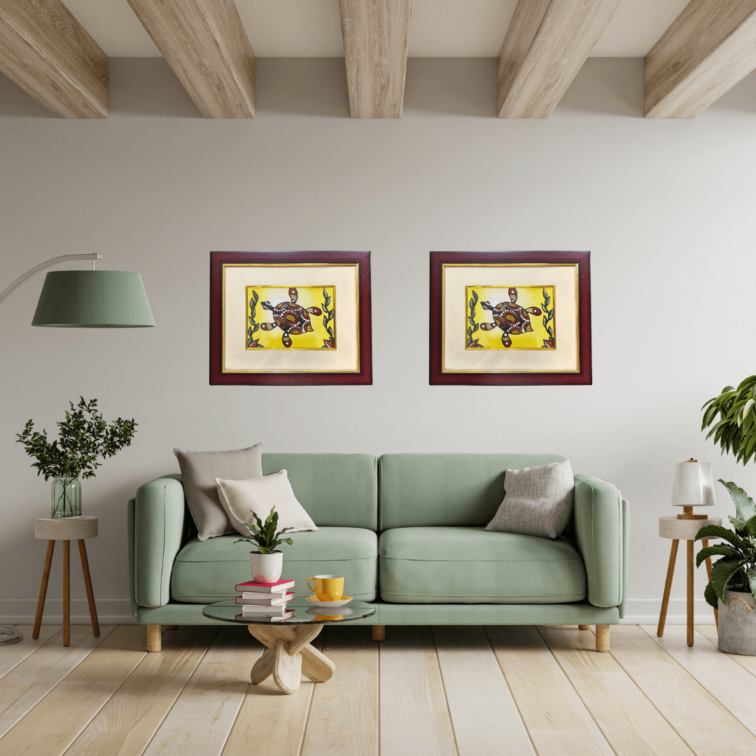 Handmade Sohrai Painting: The Turtle (8x10 Inches)