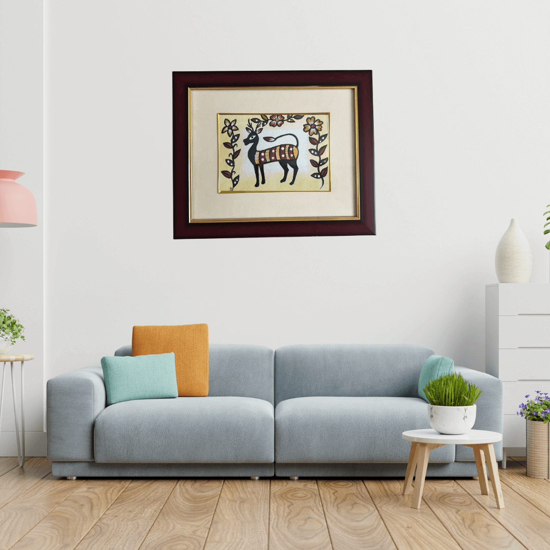 Handmade Sohrai Painting: The Deer (8x10 Inches)