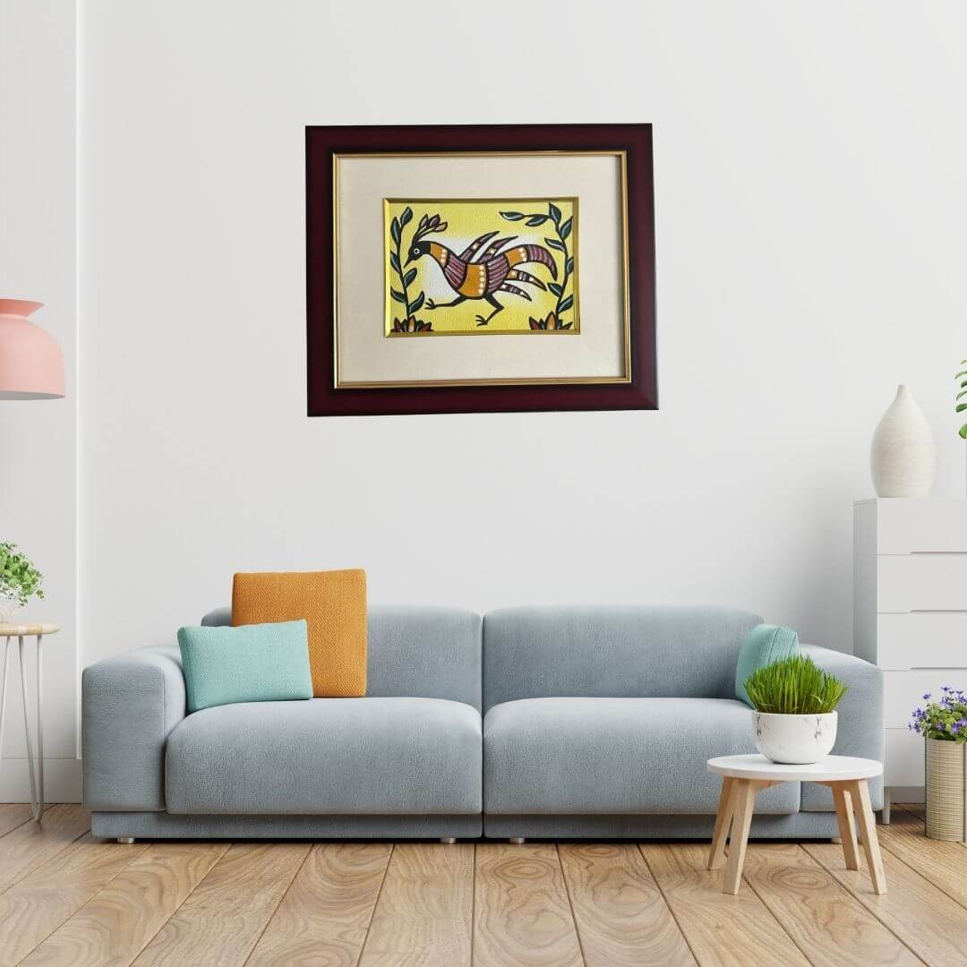 Handmade Sohrai Painting: The Peacock (8x10 Inches)