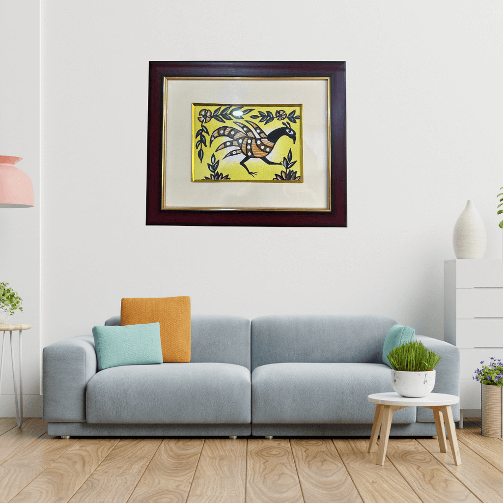 Handmade Sohrai Painting: The Peacock (8x10 Inches)