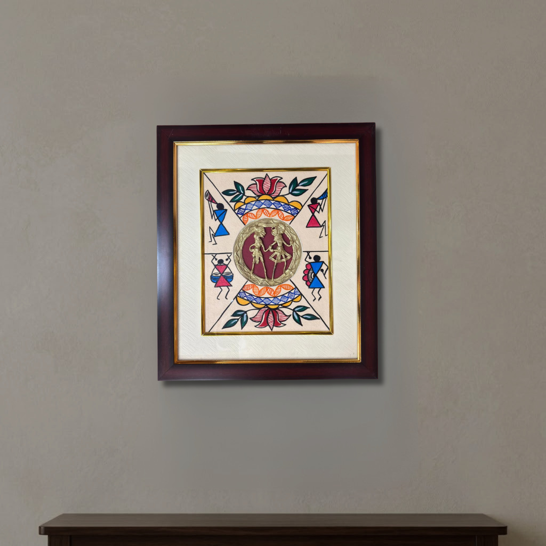 Tribal Celebration - Dokra Craft Frame (Size: 11x13 Inch)