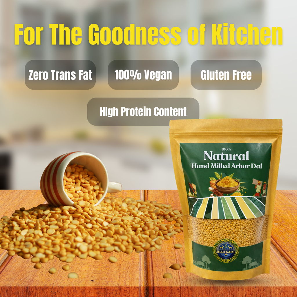 BlueKart Hand-Milled Arhar Dal (1 Kg) | Traditionally Processed | Naturally Grown in Jharkhand