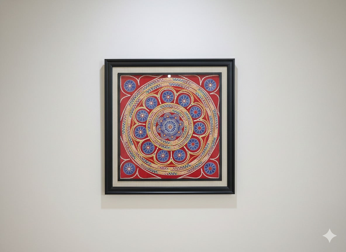 Pipli/Chandua Art: Round Shape Traditional Art | Size: 38 x 38 Inch