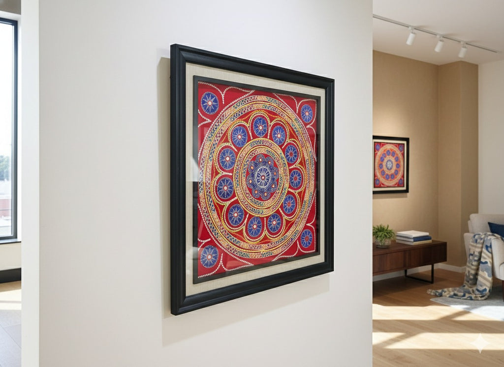 Pipli/Chandua Art: Round Shape Traditional Art | Size: 38 x 38 Inch