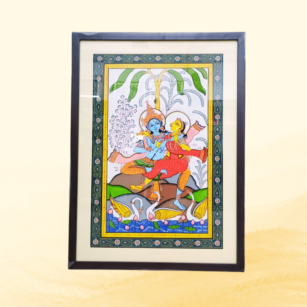 Handmade Pattachitra: Radha Krishna (22.5 x 16.5 Inch)