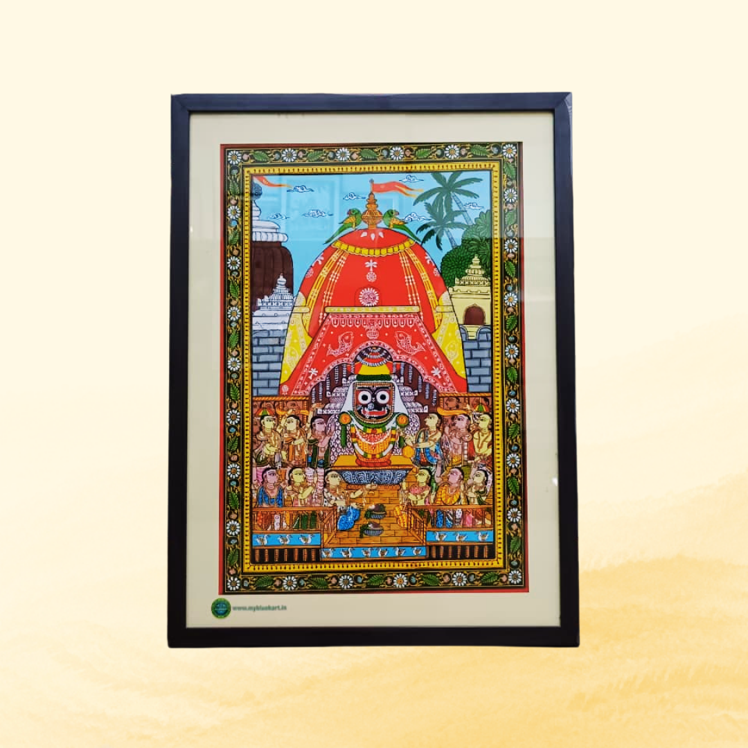 Handmade Pattachitra: Rathyatra (22.5 x 16.5 Inch)
