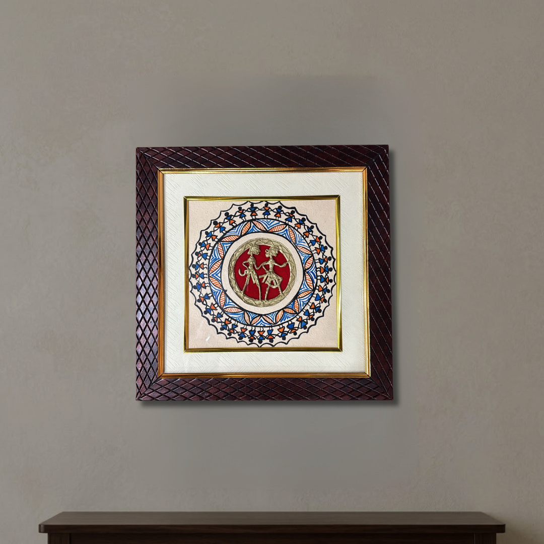 Tribal Celebration - Dokra Craft Frame (Size: 11x11 Inch)