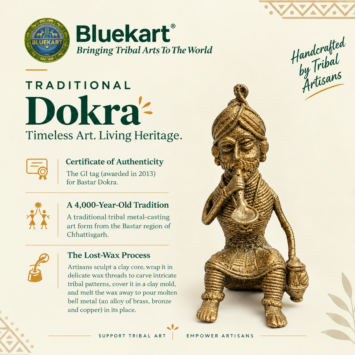 The Musician – Handmade Bastar Dokra Art (Size: L 2 x H 4.5 Inch)