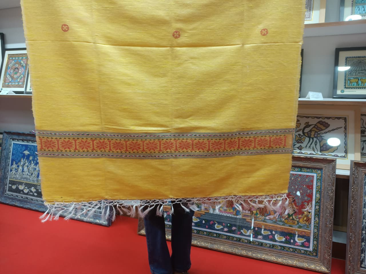 Handcrafted Royal Light Yellow Tussar Silk Shawl