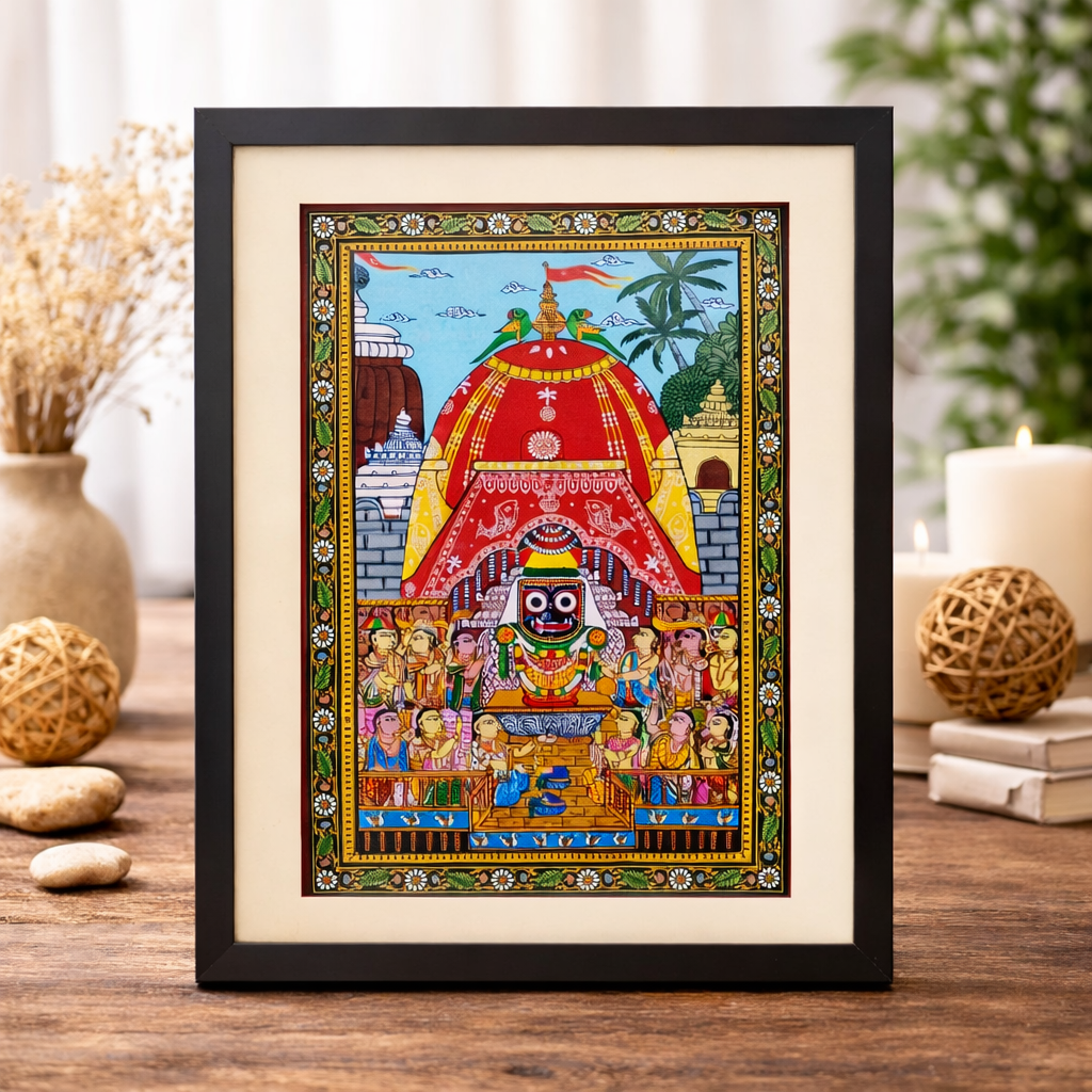 Handmade Pattachitra: Rathyatra (22.5 x 16.5 Inch)