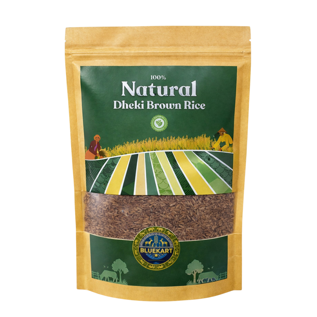 BlueKart Dheki Brown Rice (1 Kg) | Traditional Bali-Bhojana Rice | Naturally Grown in Jharkhand