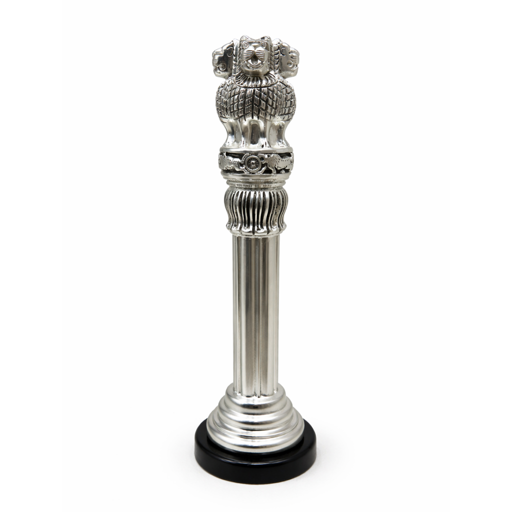 Ashoka Lion Capital – Premium Silver Finish Showpiece 🇮🇳