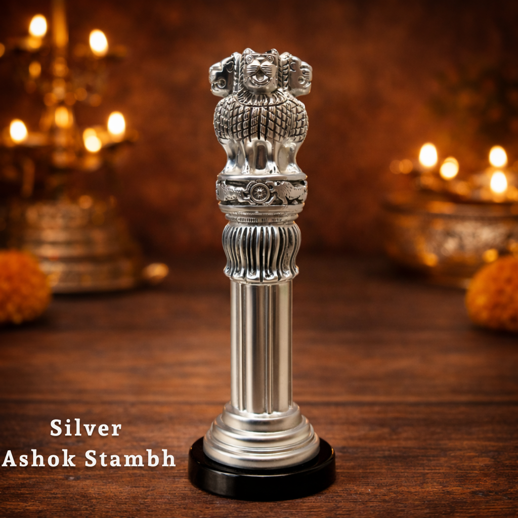 Ashoka Lion Capital – Premium Silver Finish Showpiece 🇮🇳