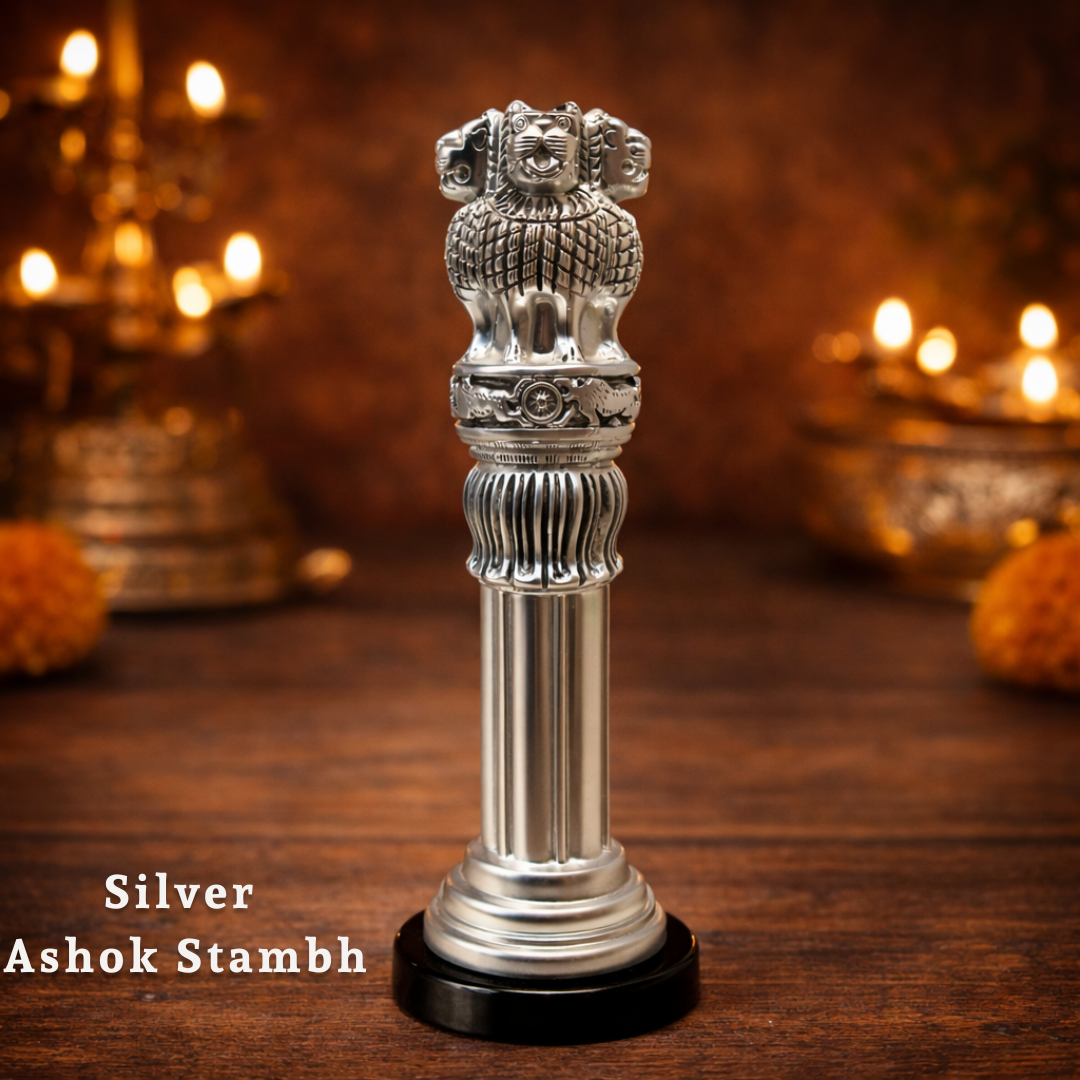 Ashoka Lion Capital – Premium Silver Finish Showpiece 🇮🇳