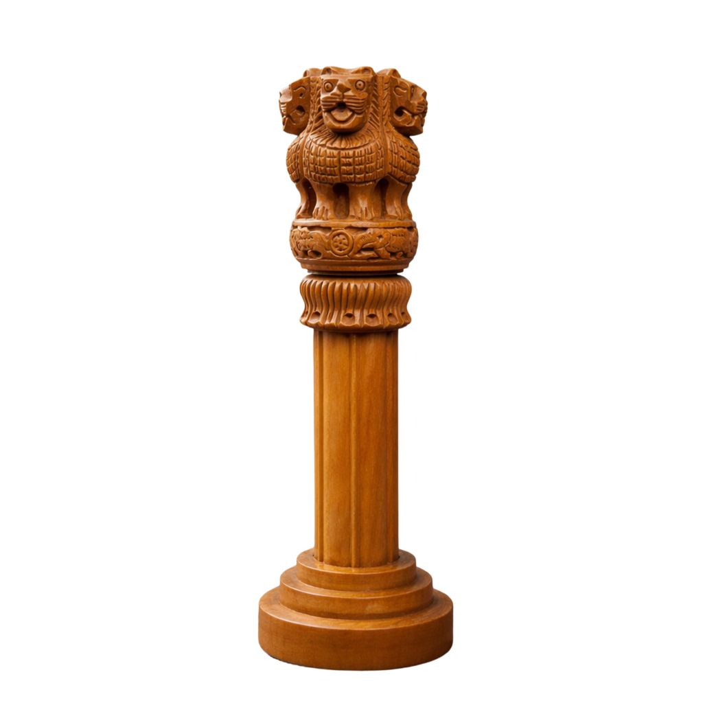 Hand-Carved Wooden Ashoka Lion Capital Showpiece 🇮🇳