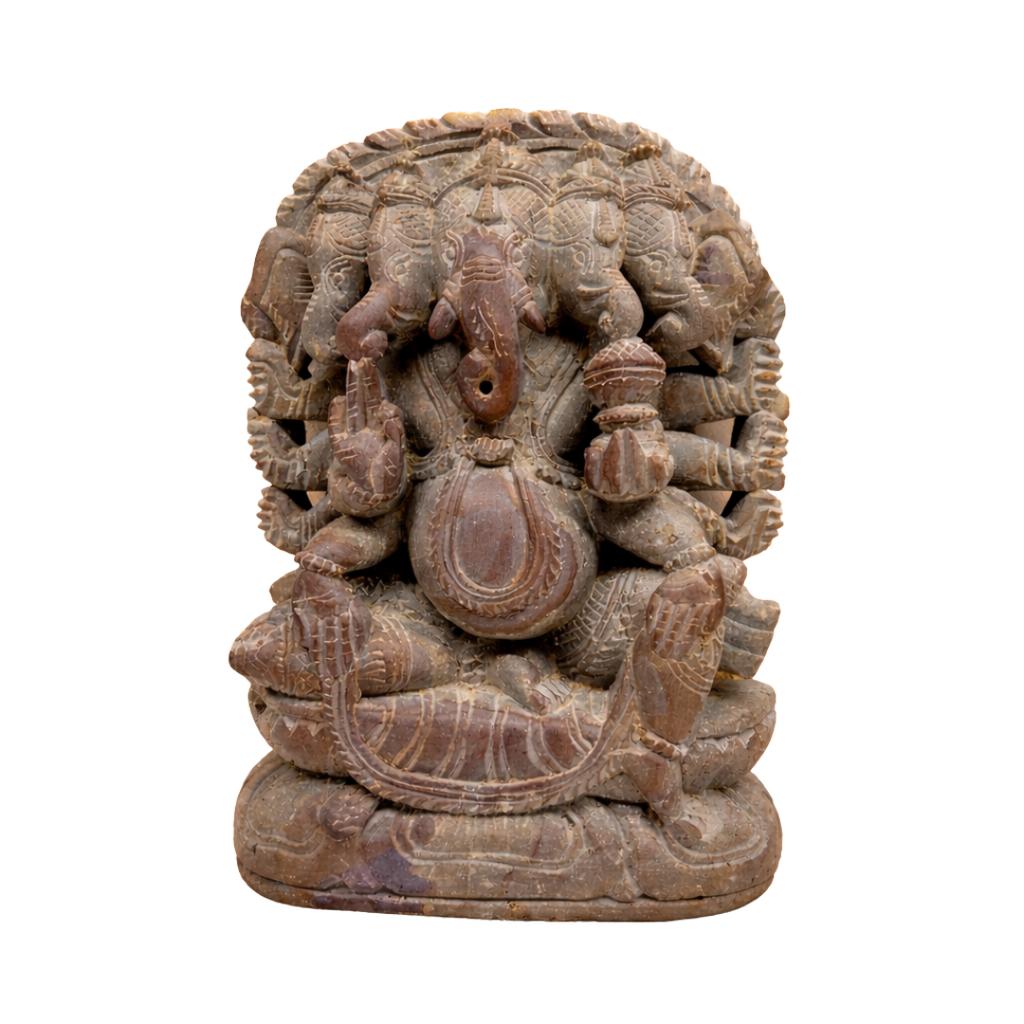 ✨ Hand-Carved RedStone Panchmukhi Ganesha Idol ✨
