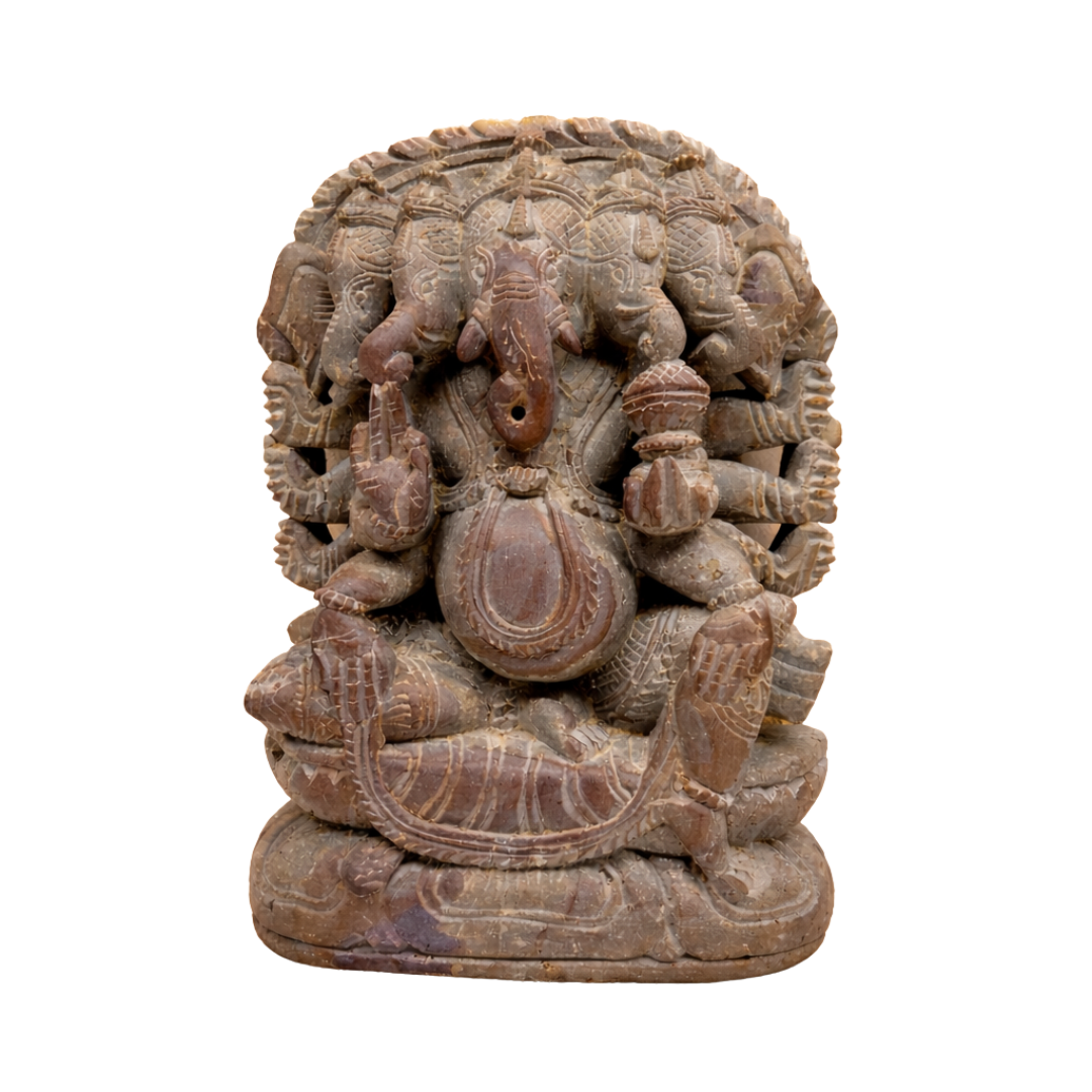 ✨ Hand-Carved RedStone Panchmukhi Ganesha Idol ✨