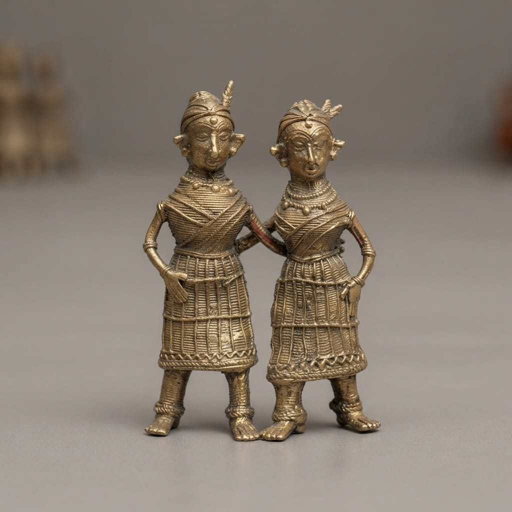 2 Tribal Women – Handmade Dokra Art