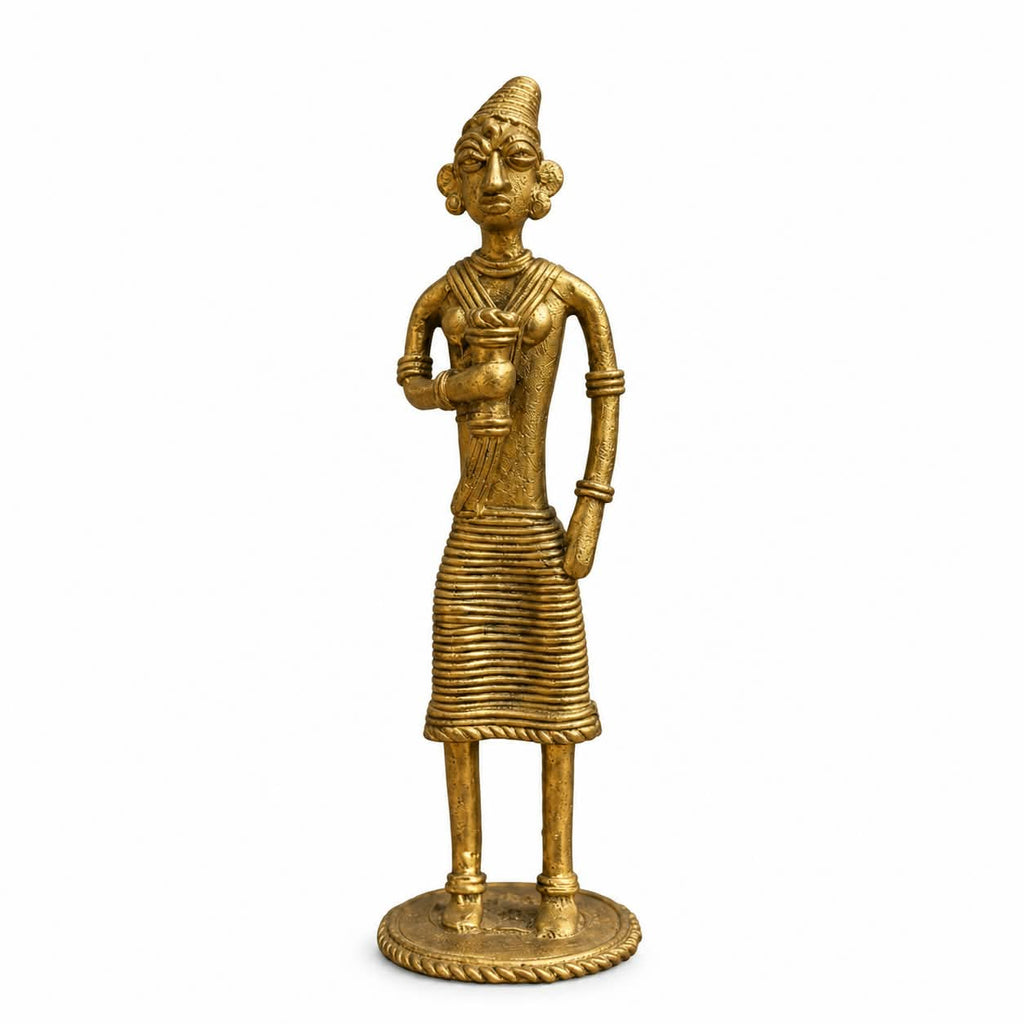 Tribal Man – Handmade Bastar Dokra Art (Size: L 2x H 6 Inch)