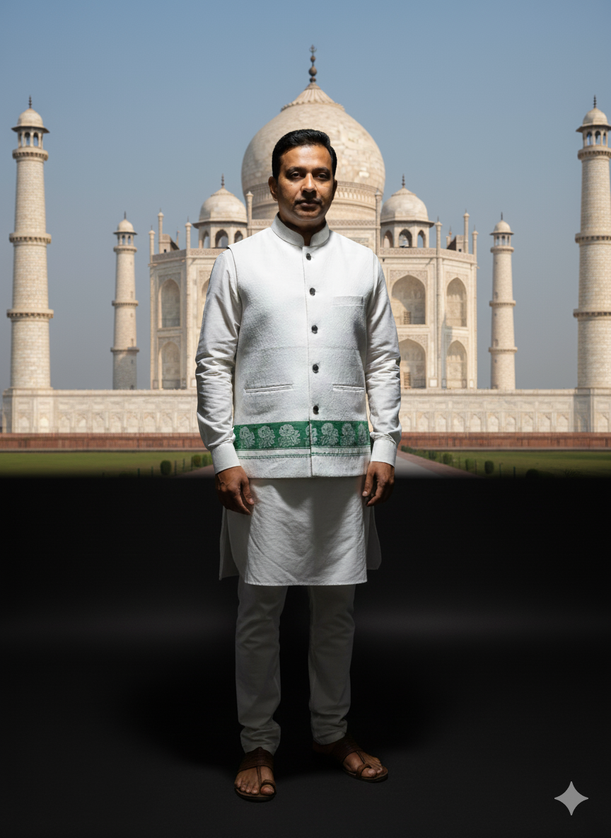 Tribal Legacy Jacket | Green and White | Half Sleeve | Premium Quality Cotton Jacket