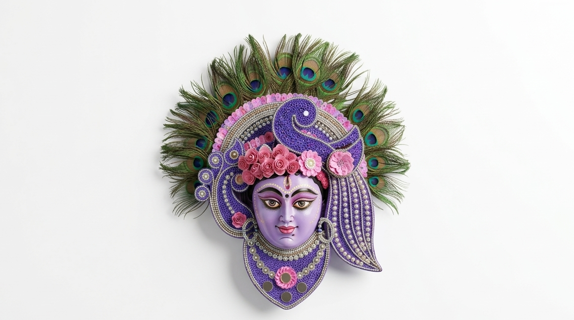 Peacock Crown Traditional Art Wall Mask