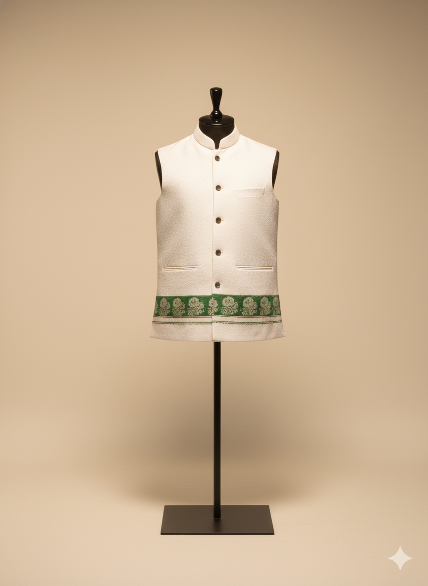 Tribal Legacy Jacket | Green and White | Half Sleeve | Premium Quality Cotton Jacket