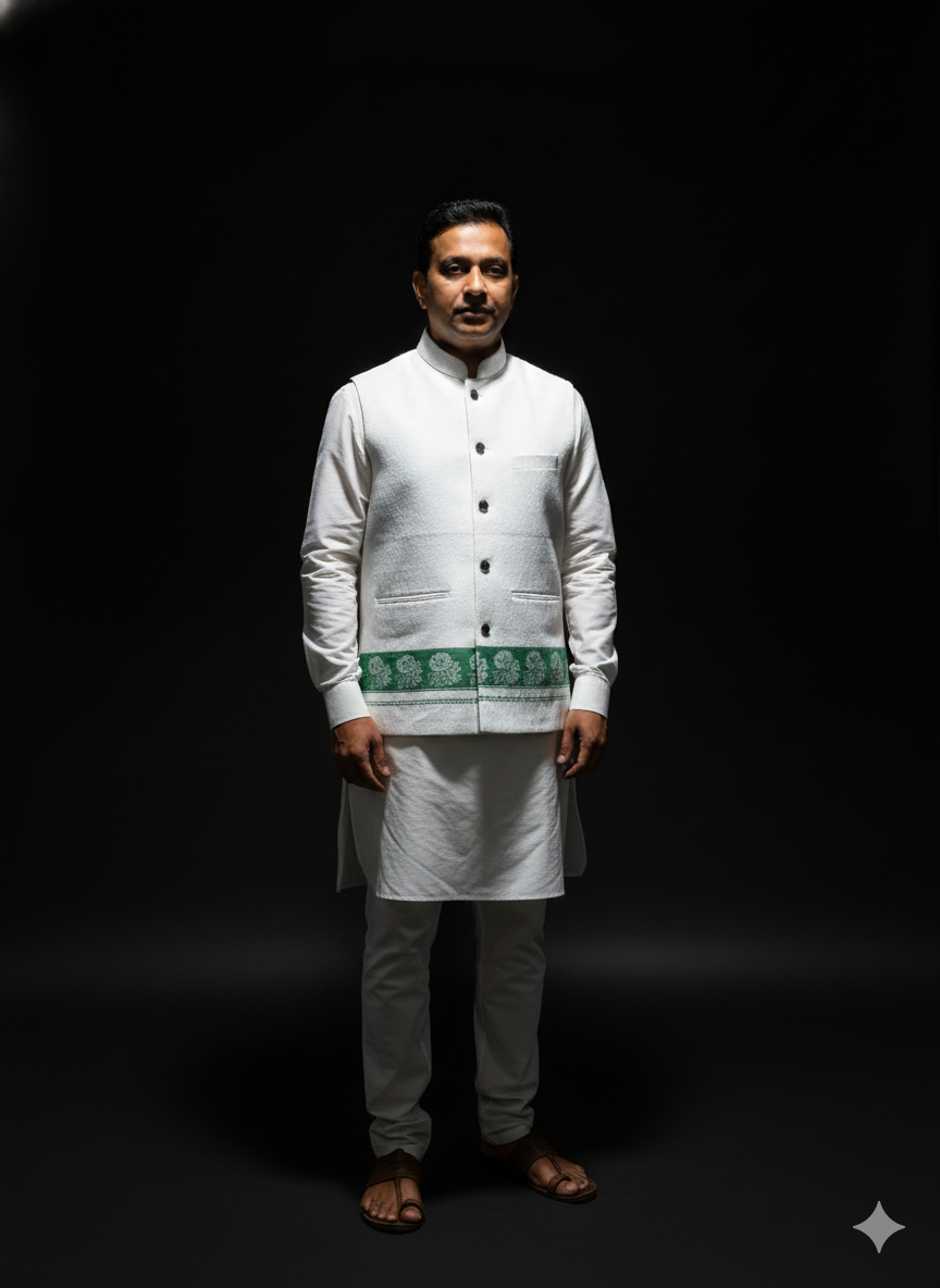 Tribal Legacy Jacket | Green and White | Half Sleeve | Premium Quality Cotton Jacket