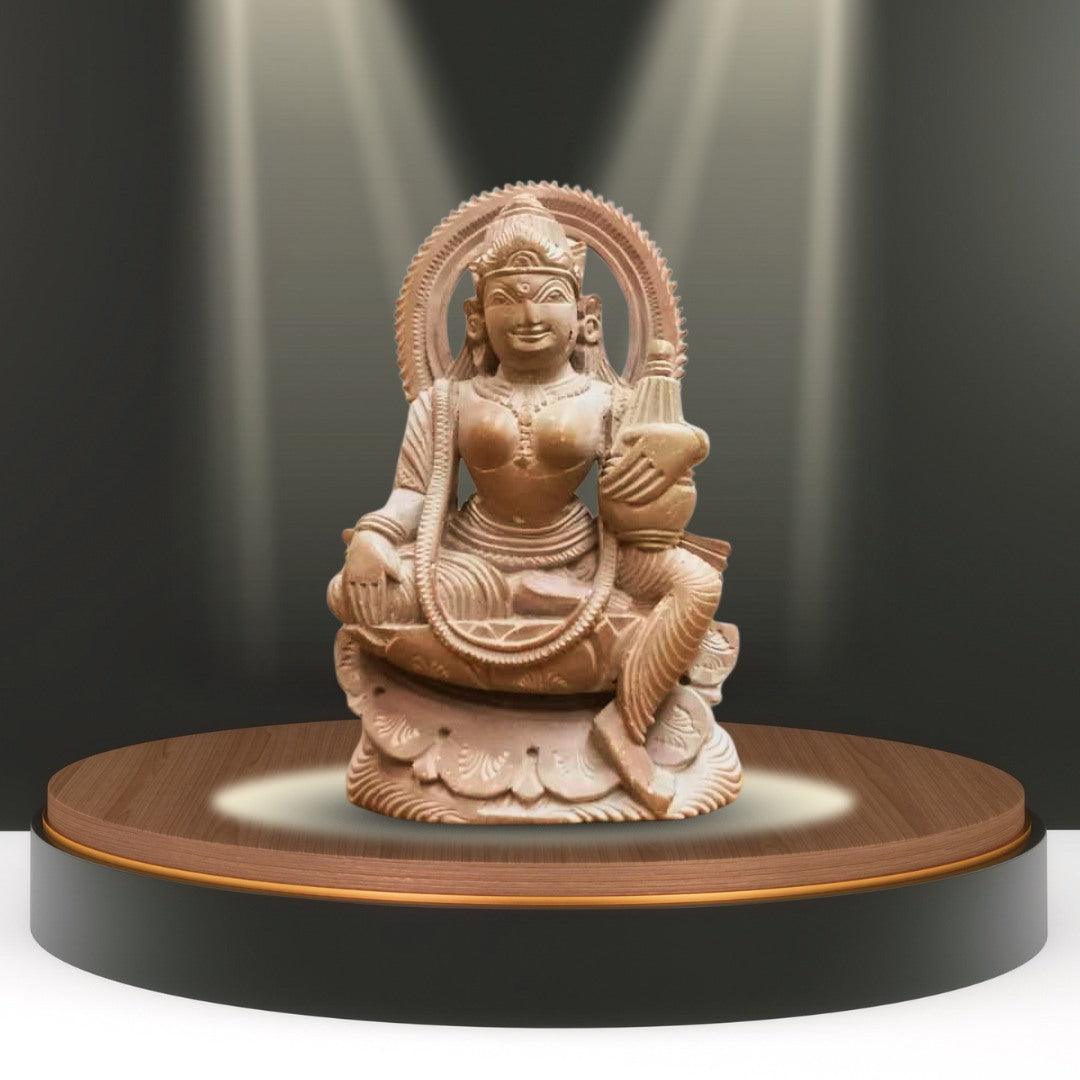 Hand-Carved RedStone Goddess Laxmi Idol (5x7.5 cm)