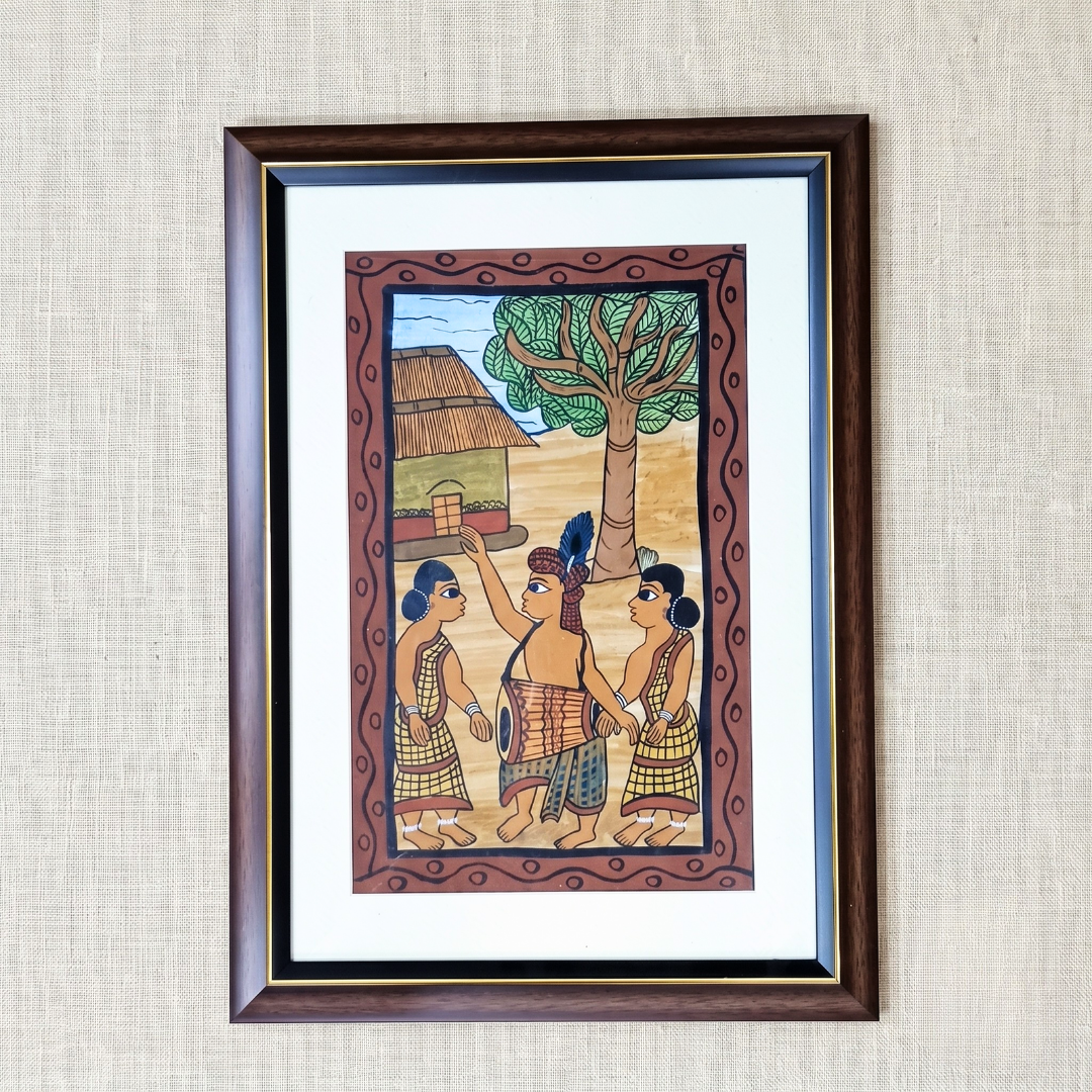 Handmade Paitkar Painting | 14x19 Inch | Portrait featuring tribal figures and vibrant colors.