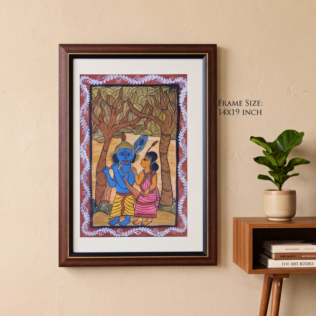 Handmade Paitkar Painting | Radha Krishna | 14x19 Inch | Portrait