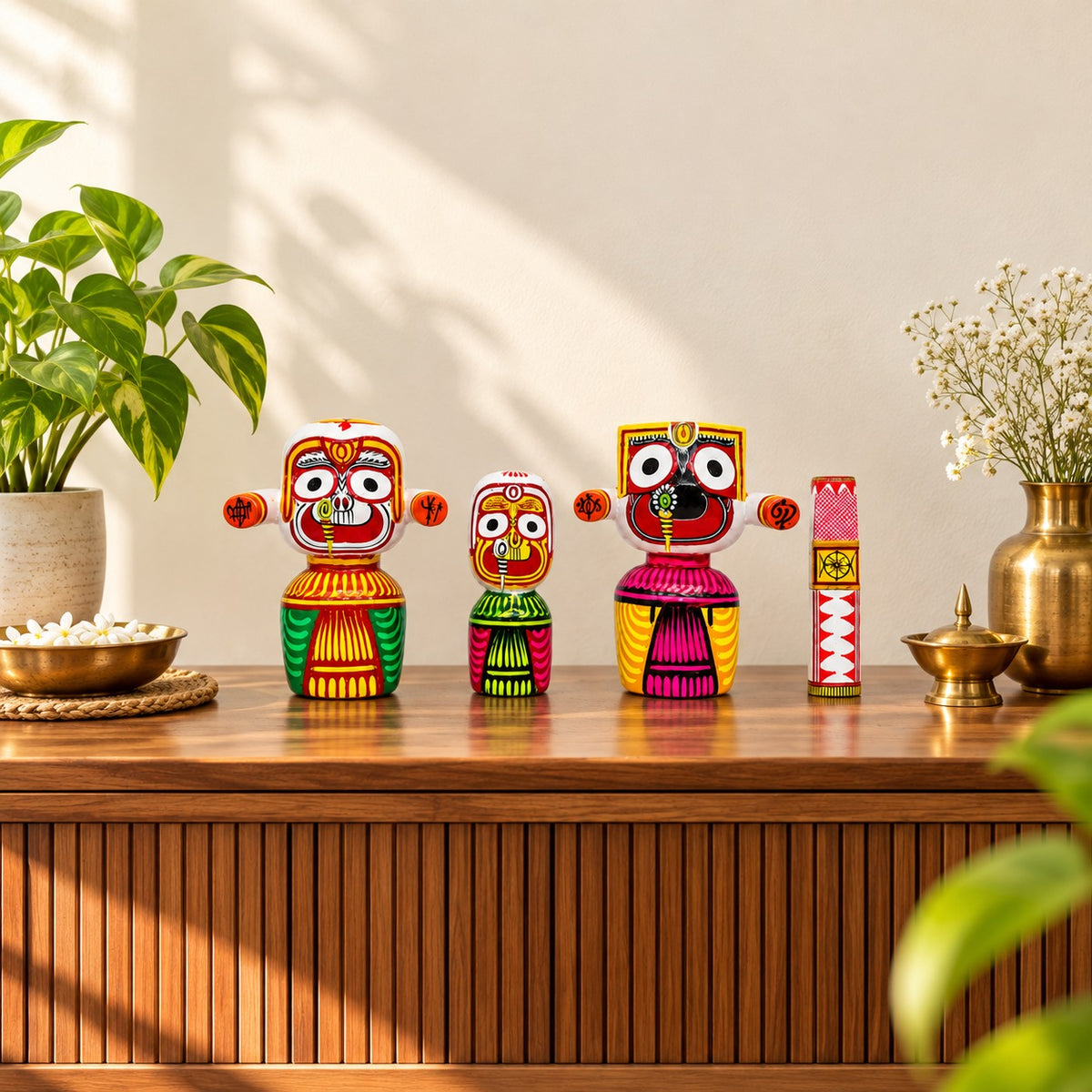 Handcrafted Jagannath, Balabhadra & Subhadra Wooden Idols