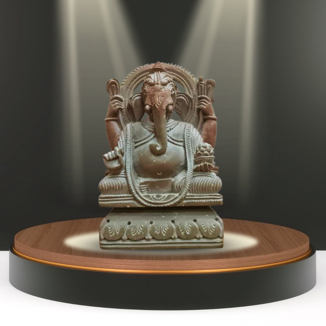 Hand-Carved RedStone Lord Ganesha Idol (5x7.5 cm)