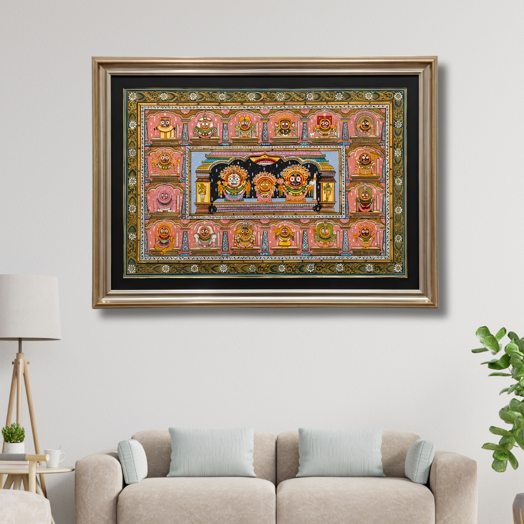Handmade Pattachitra: Lord Jagnnath All Avatar (36x26 Inch)