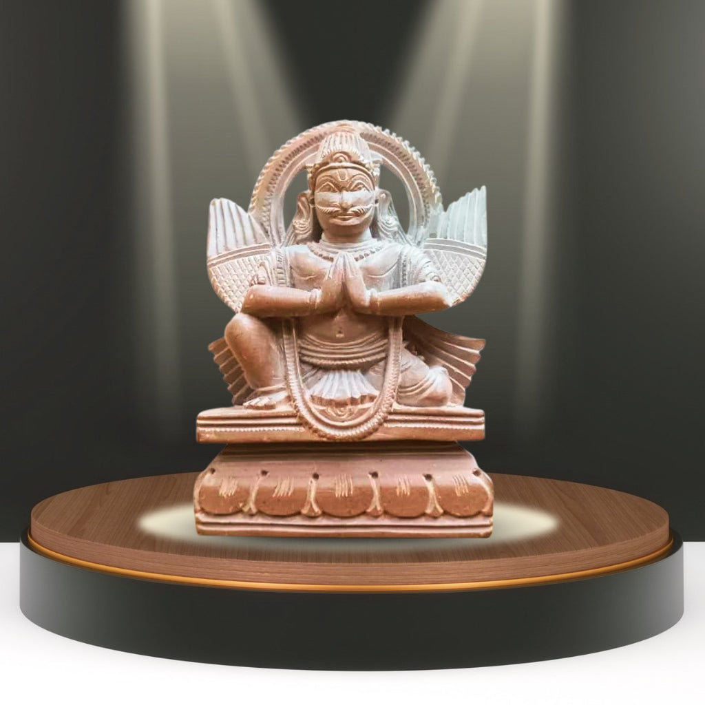 Hand-Carved RedStone Shani Maharaj Idol (5x7.5 cm)
