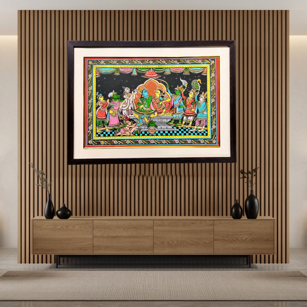 Handmade Pattachitra: Shree Ram Sita Vivah (22x16 Inch)