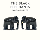 The Black Elephants | Hand-Carved Wooden Sculpture | 1 Pair| 4x5 Inch