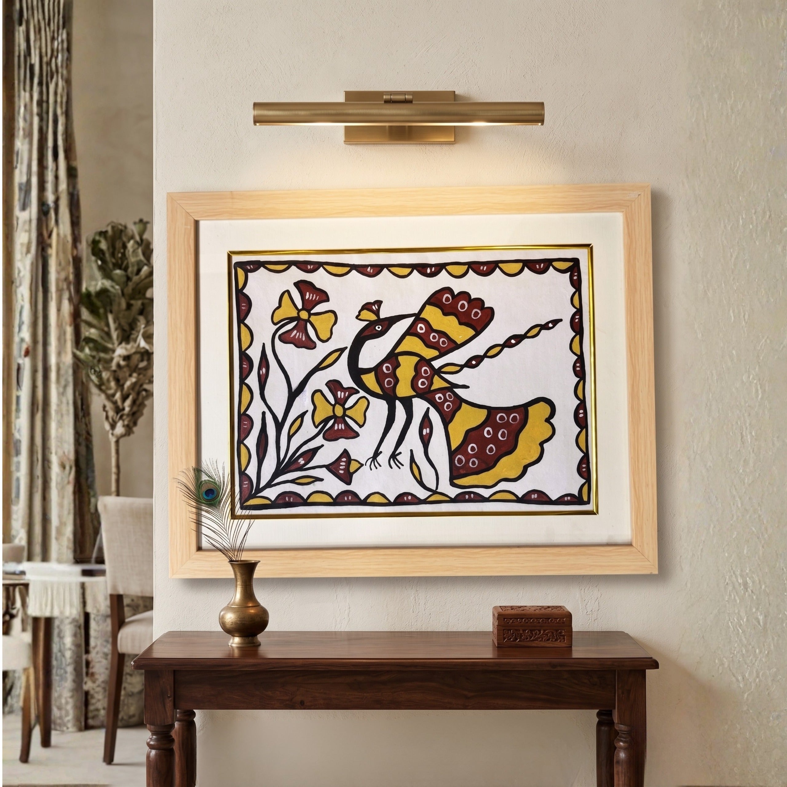 The Peacock | Authentic Handmade Sohrai Painting (19 × 15 Inches)