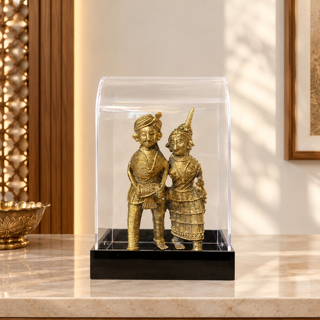 Dokra Tribal Dancing Couple with Premium Acrylic Case