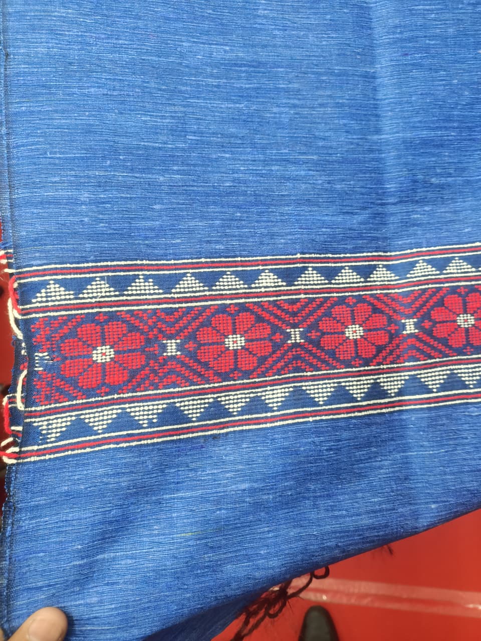 Handcrafted Royal Blue Tussar Silk Shawl