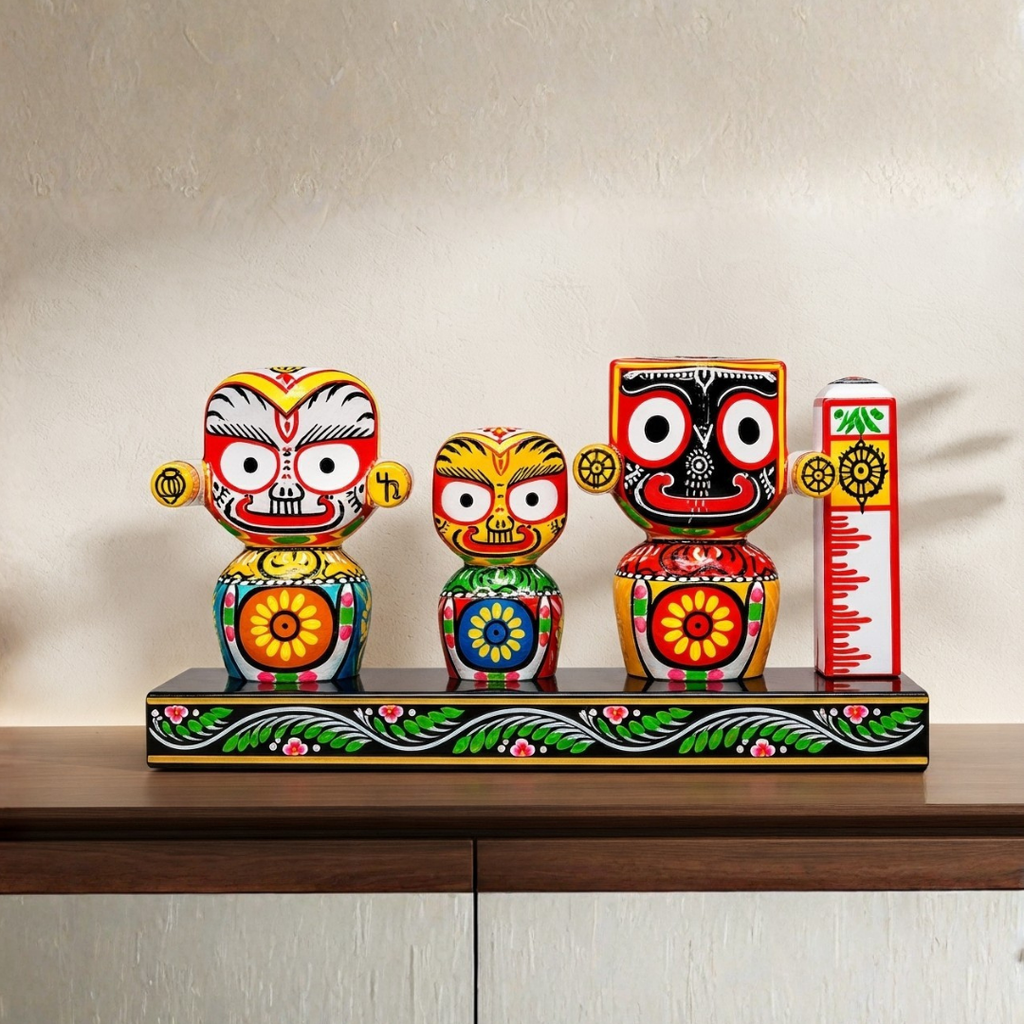 Handcrafted Lord Jagannath, Balabhadra & Devi Subhadra Wooden Idol (8.5x4.5x2 Inch)